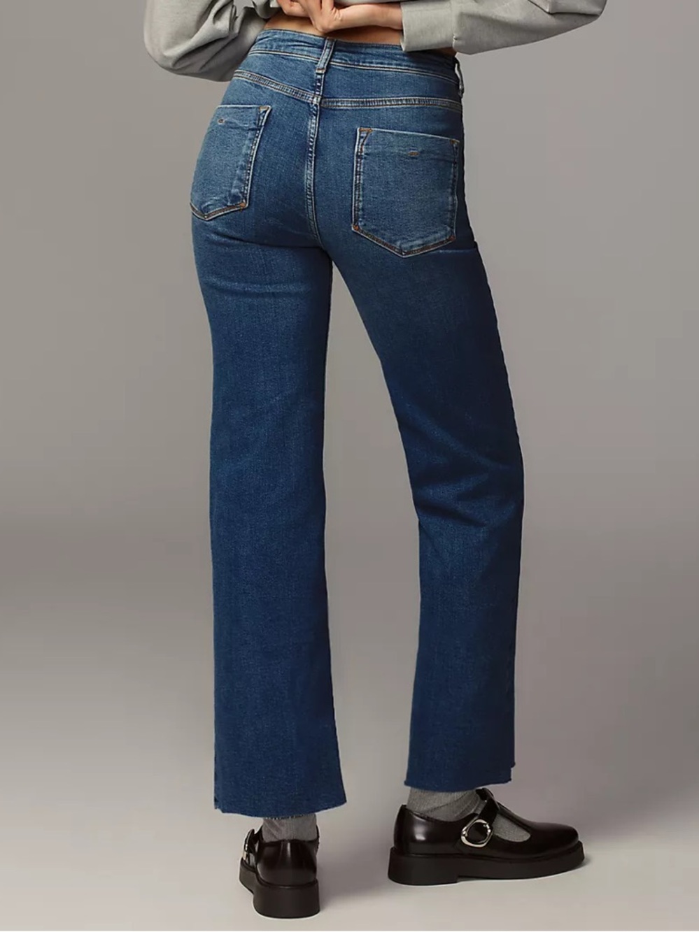 Pilcro The Annie High-Rise Straight Leg Crop Ankle Jean Deep Blue Size 26 Petite - Picture 2 of 7